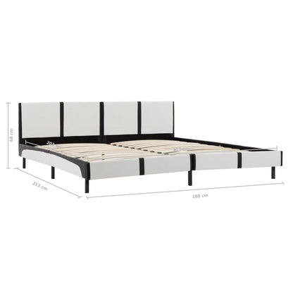 Bed Frame White and Black Faux Leather 183x203 cm King