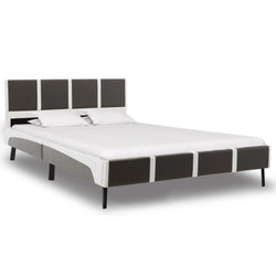 Bed Frame Grey and White Faux Leather 106x203 cm King Single