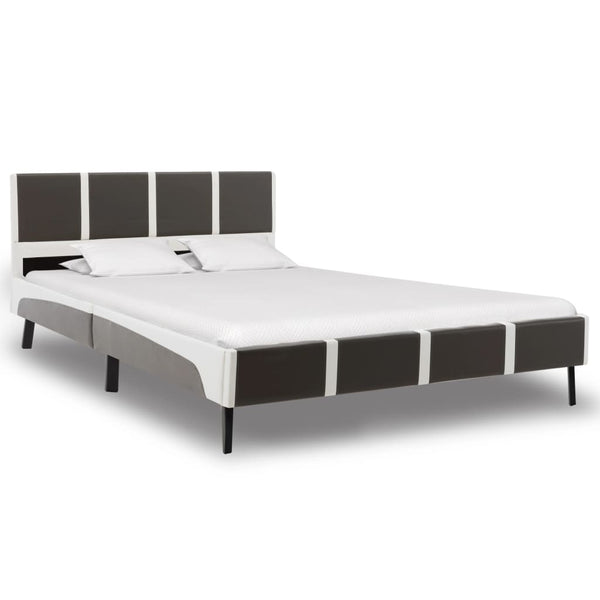  Bed Frame Grey and White faux Leather -King Single