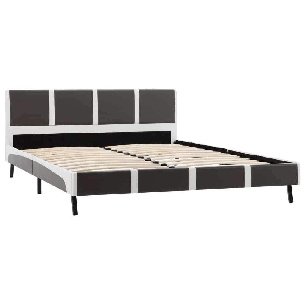 Bed Frame Grey and White Faux Leather 106x203 cm King Single