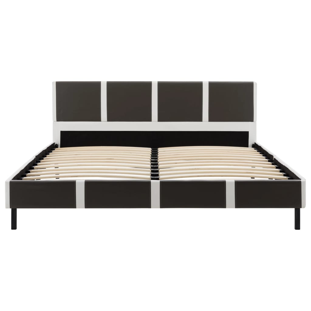 Bed Frame Grey and White Faux Leather 106x203 cm King Single