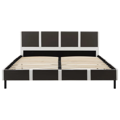 Bed Frame Grey and White Faux Leather 106x203 cm King Single