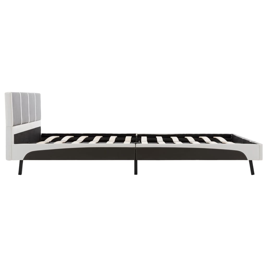 Bed Frame Grey and White Faux Leather 106x203 cm King Single