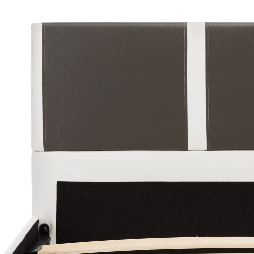 Bed Frame Grey and White Faux Leather 106x203 cm King Single