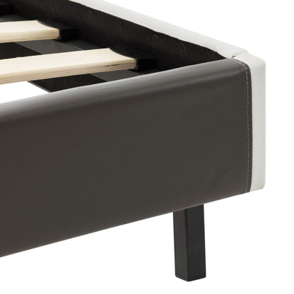 Bed Frame Grey and White Faux Leather 106x203 cm King Single