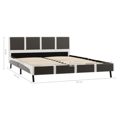 Bed Frame Grey and White Faux Leather 106x203 cm King Single