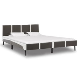 Bed Frame Grey and White Faux Leather 183x203 cm King