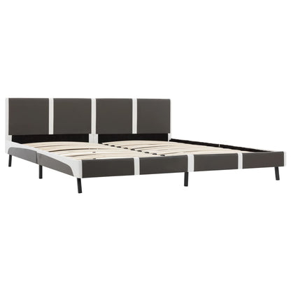 Bed Frame Grey and White Faux Leather 183x203 cm King
