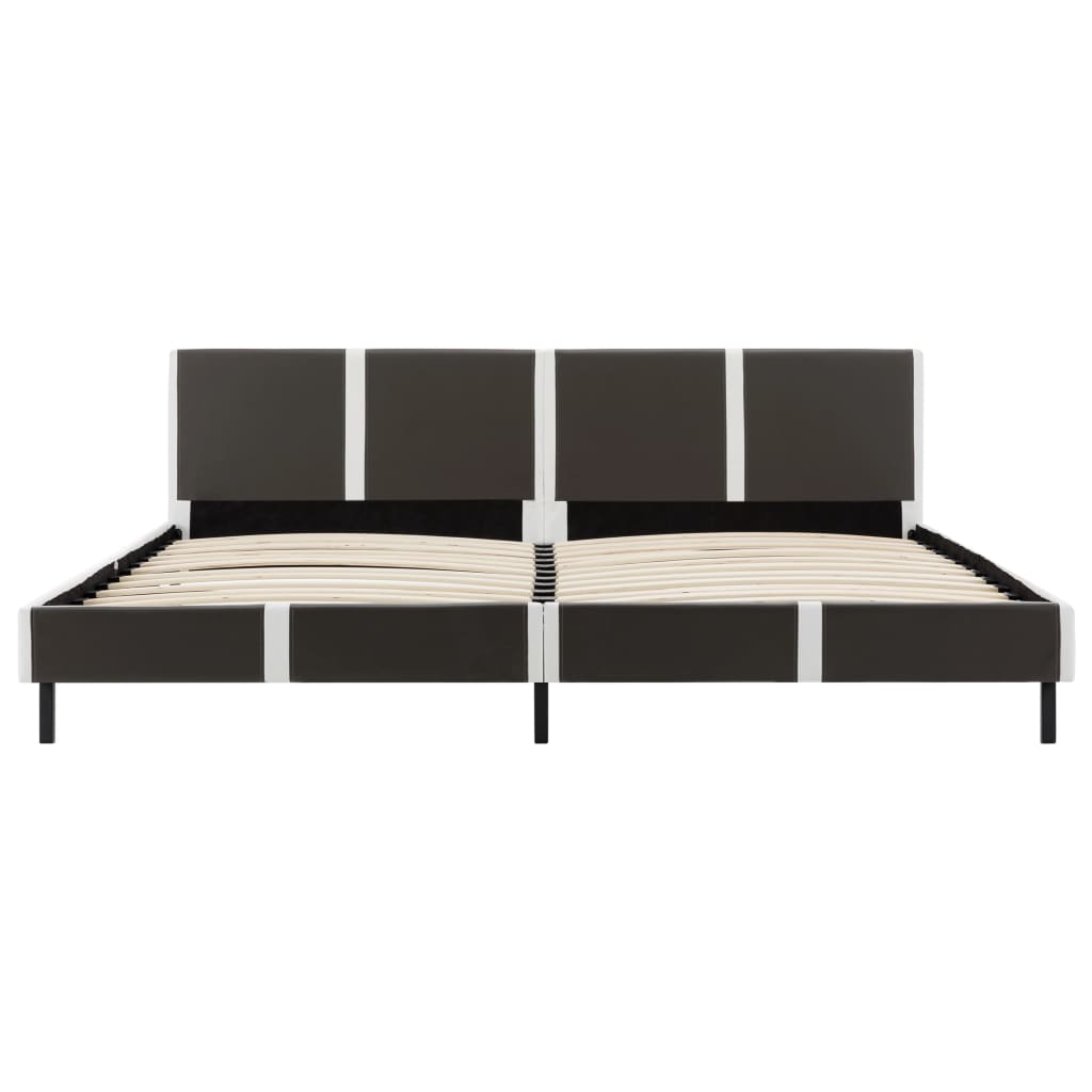 Bed Frame Grey and White Faux Leather 183x203 cm King
