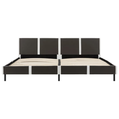 Bed Frame Grey and White Faux Leather 183x203 cm King