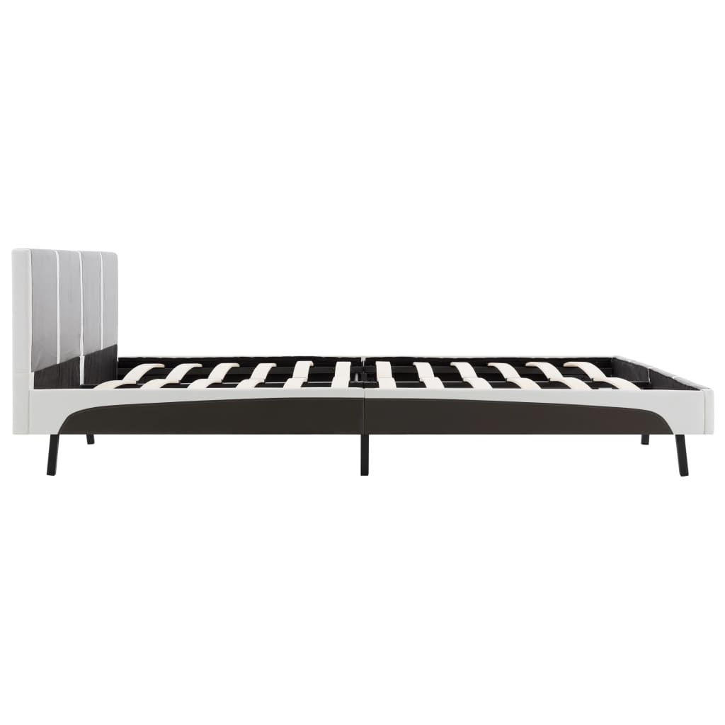 Bed Frame Grey and White Faux Leather 183x203 cm King