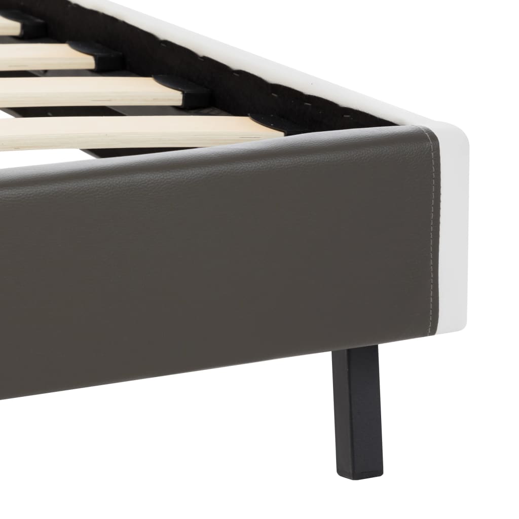 Bed Frame Grey and White Faux Leather 183x203 cm King