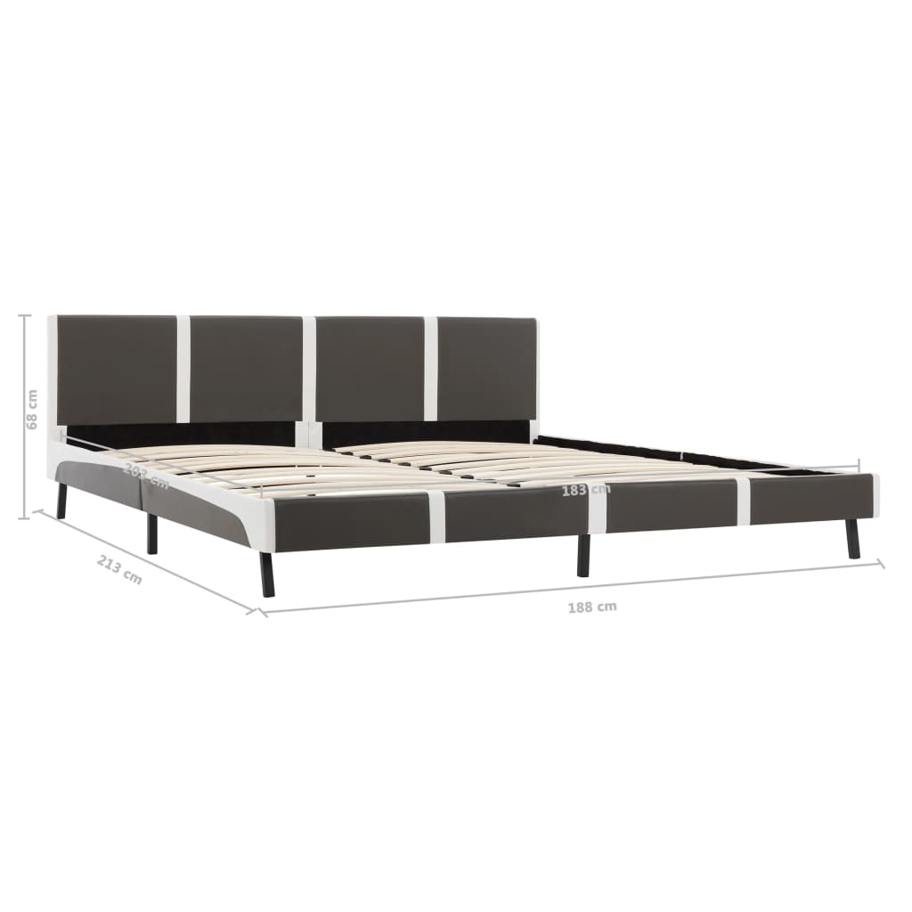 Bed Frame Grey and White Faux Leather 183x203 cm King
