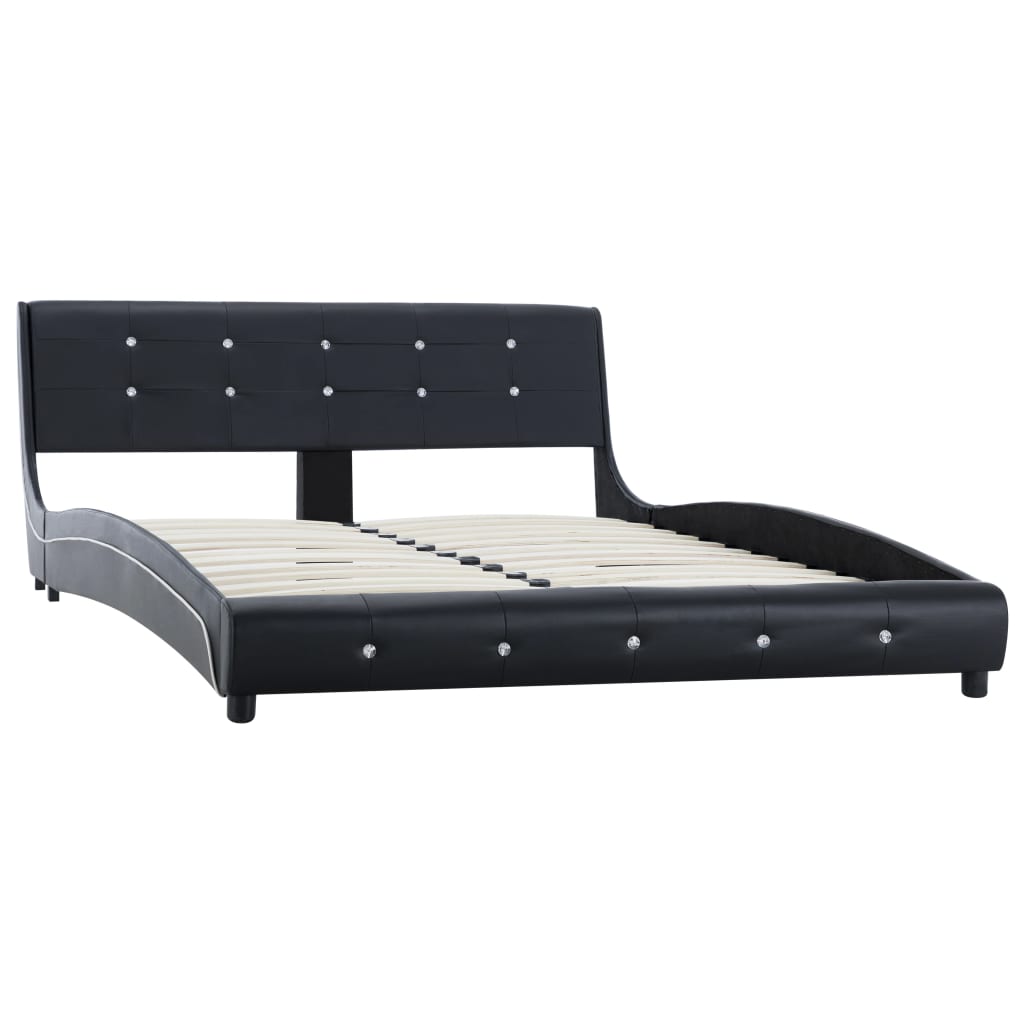 Bed Frame Black Faux Leather 137x187 cm Double