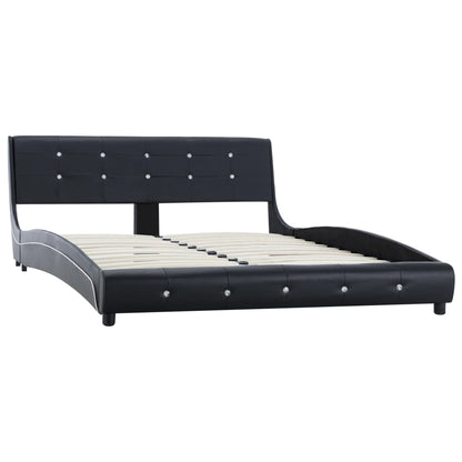 Bed Frame Black Faux Leather 137x187 cm Double