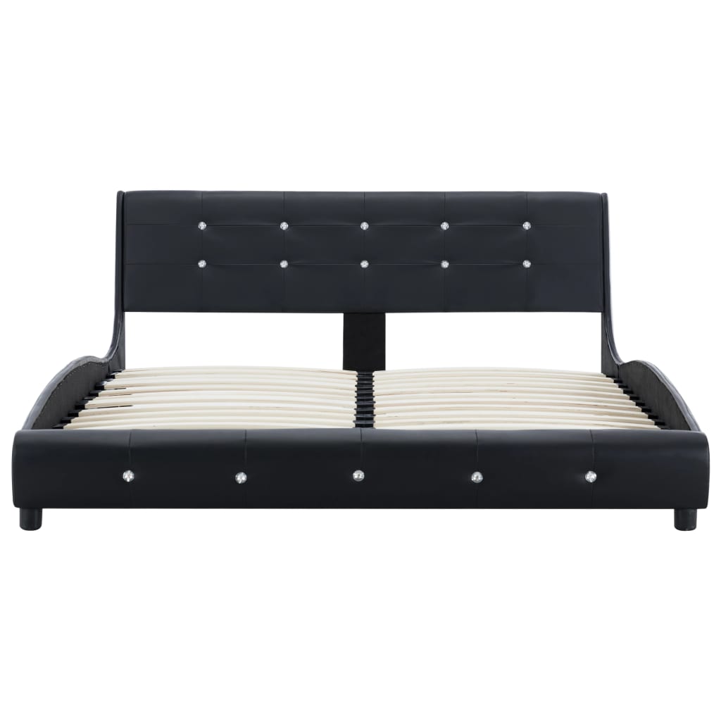 Bed Frame Black Faux Leather 137x187 cm Double