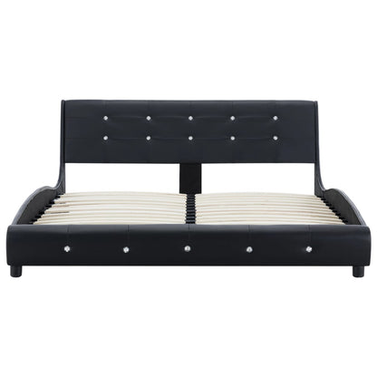 Bed Frame Black Faux Leather 137x187 cm Double