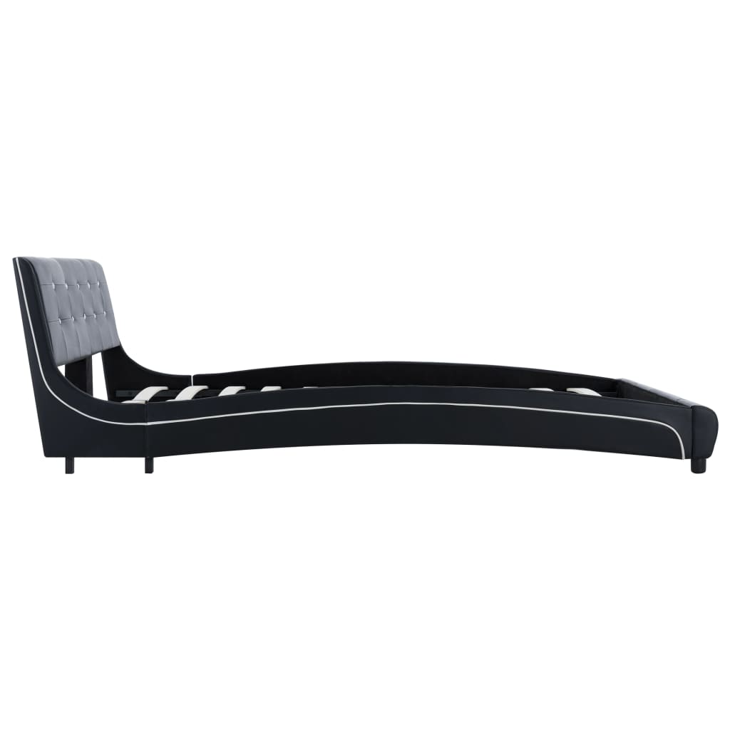 Bed Frame Black Faux Leather 137x187 cm Double