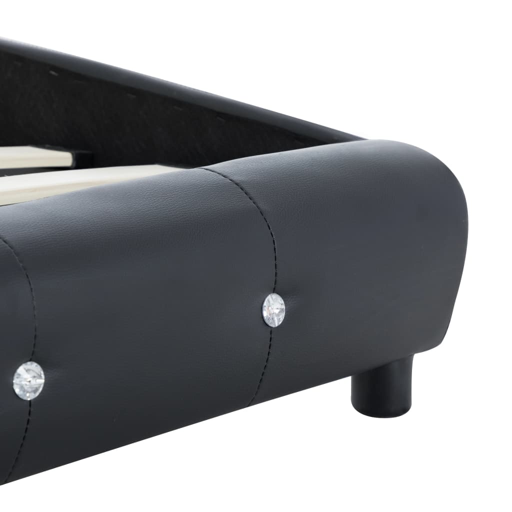 Bed Frame Black Faux Leather 137x187 cm Double