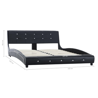 Bed Frame Black Faux Leather 137x187 cm Double