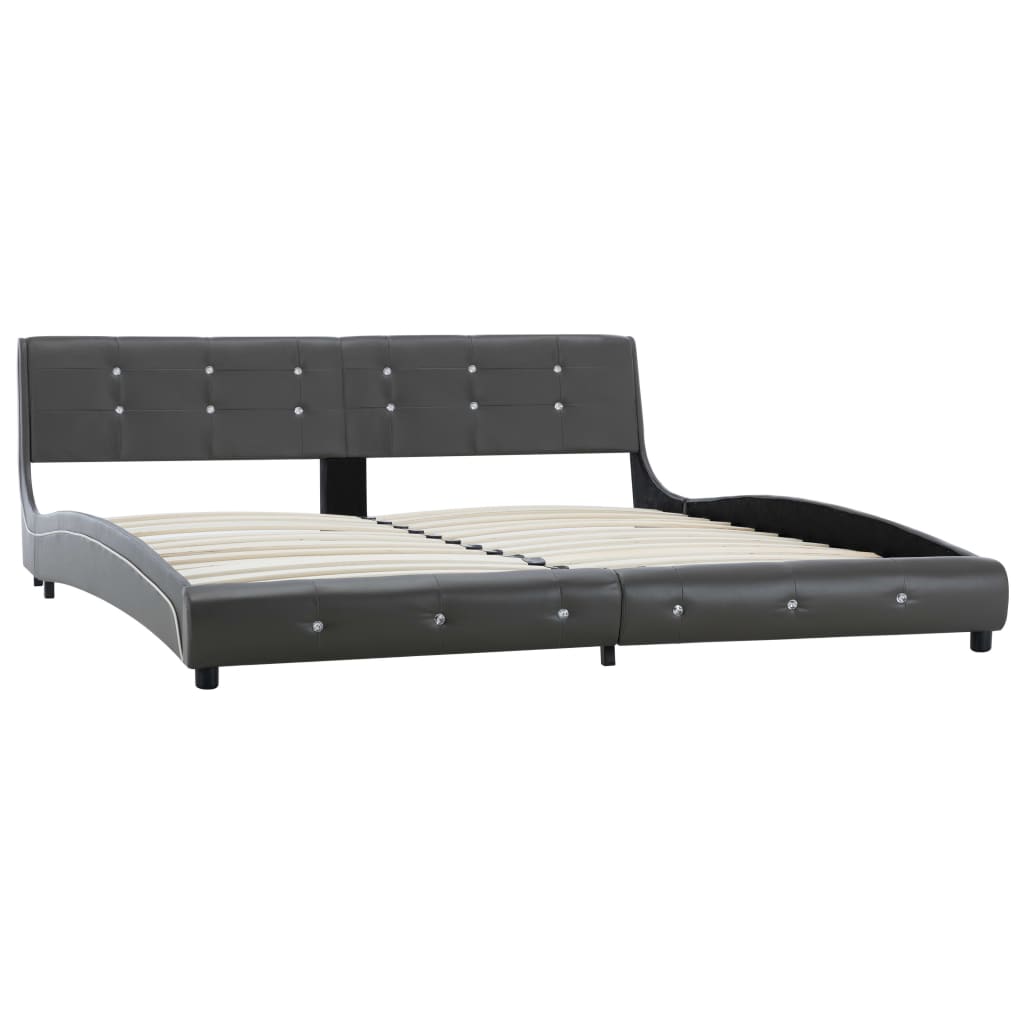 Bed Frame Grey Faux Leather 183x203 cm King