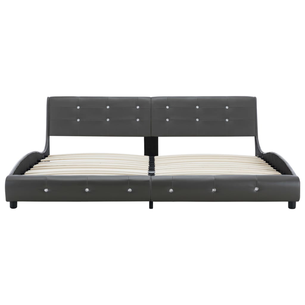 Bed Frame Grey Faux Leather 183x203 cm King