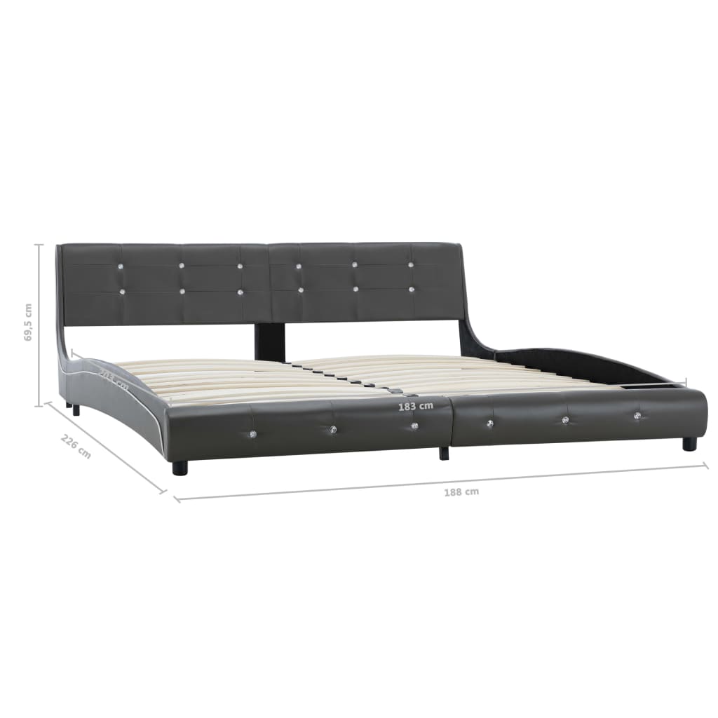 Bed Frame Grey Faux Leather 183x203 cm King