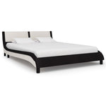 Bed Frame Black and White faux Leather, Double
