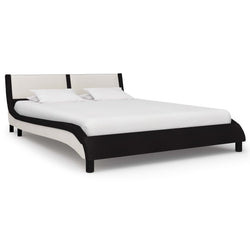 Bed Frame Black and White Faux Leather 137x187 cm Double