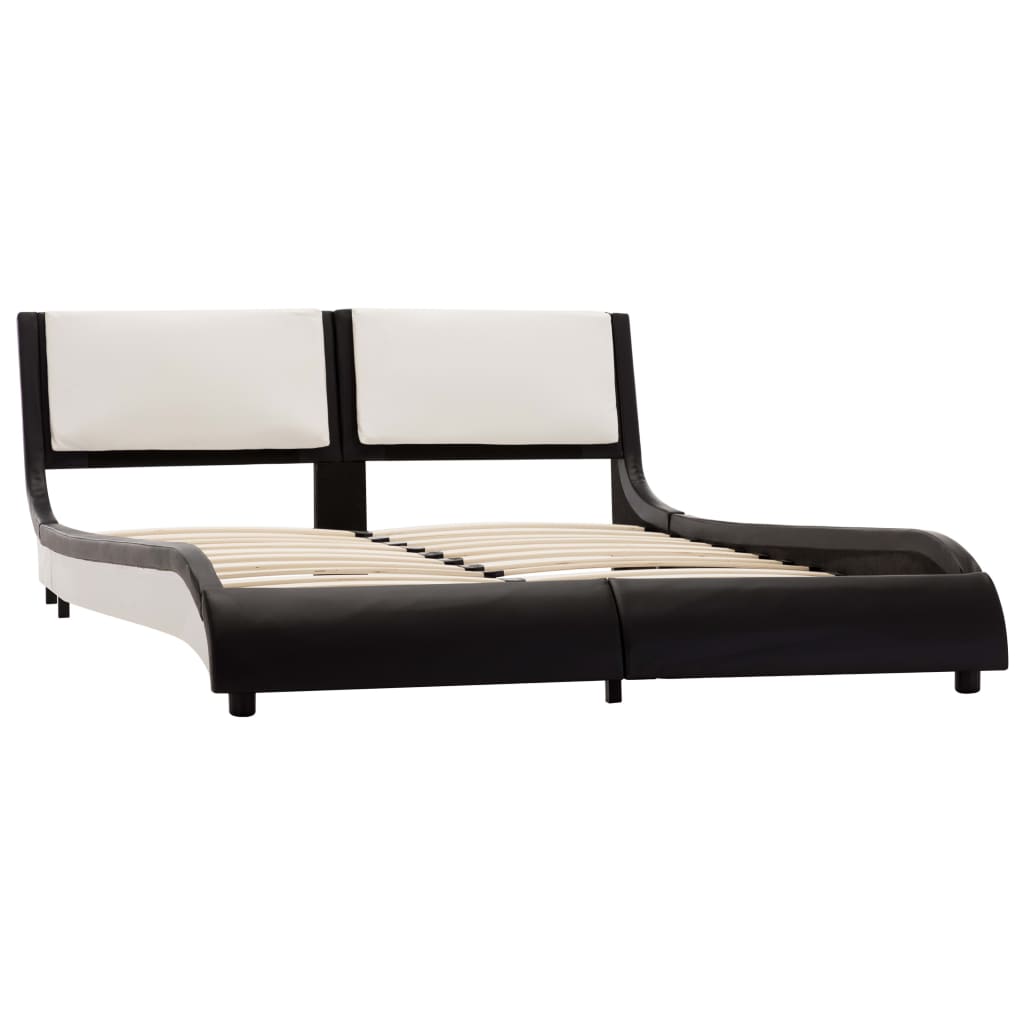 Bed Frame Black and White Faux Leather 137x187 cm Double