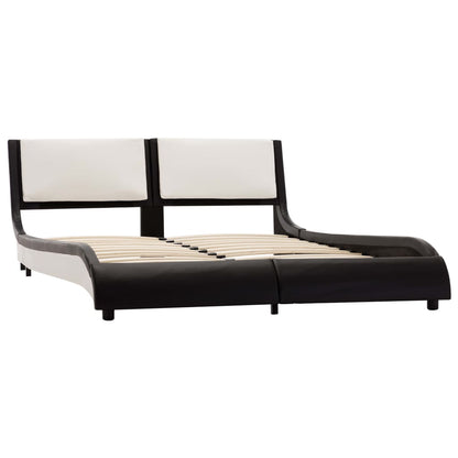 Bed Frame Black and White Faux Leather 137x187 cm Double