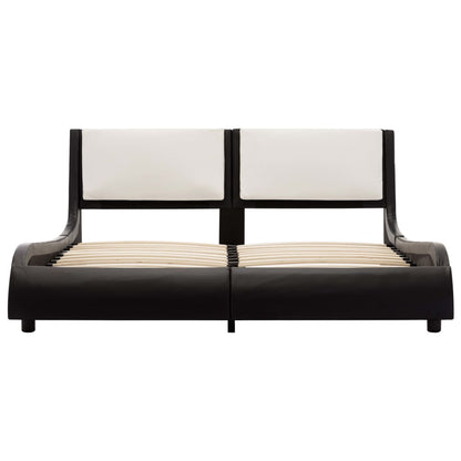 Bed Frame Black and White Faux Leather 137x187 cm Double