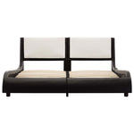 Bed Frame Black and White faux Leather, Double