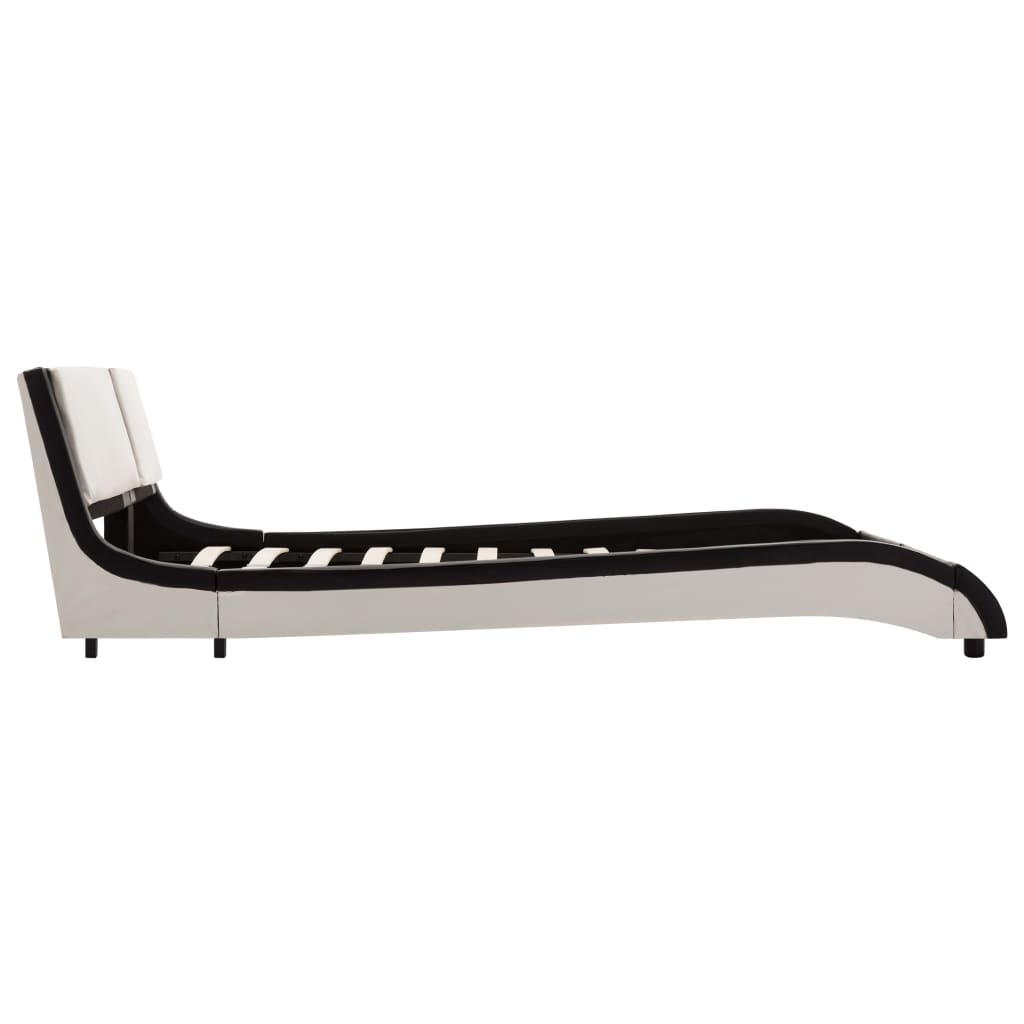 Bed Frame Black and White Faux Leather 137x187 cm Double