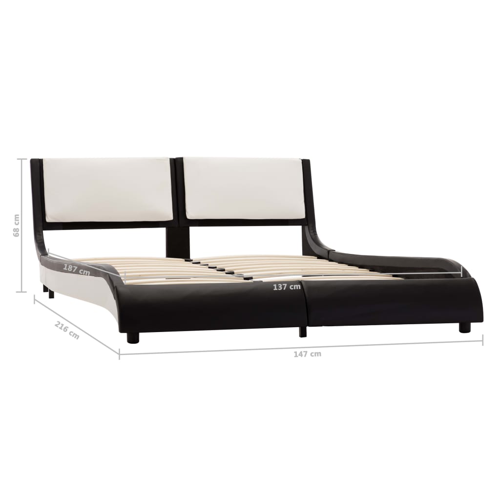 Bed Frame Black and White Faux Leather 137x187 cm Double