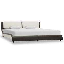 Bed Frame Grey and White Faux Leather 153x203 cm Queen