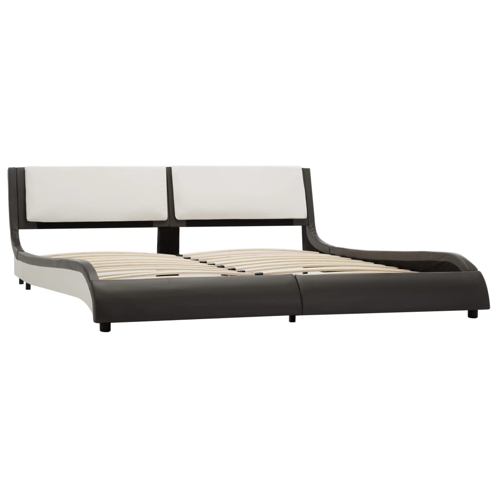 Bed Frame Grey and White Faux Leather 153x203 cm Queen