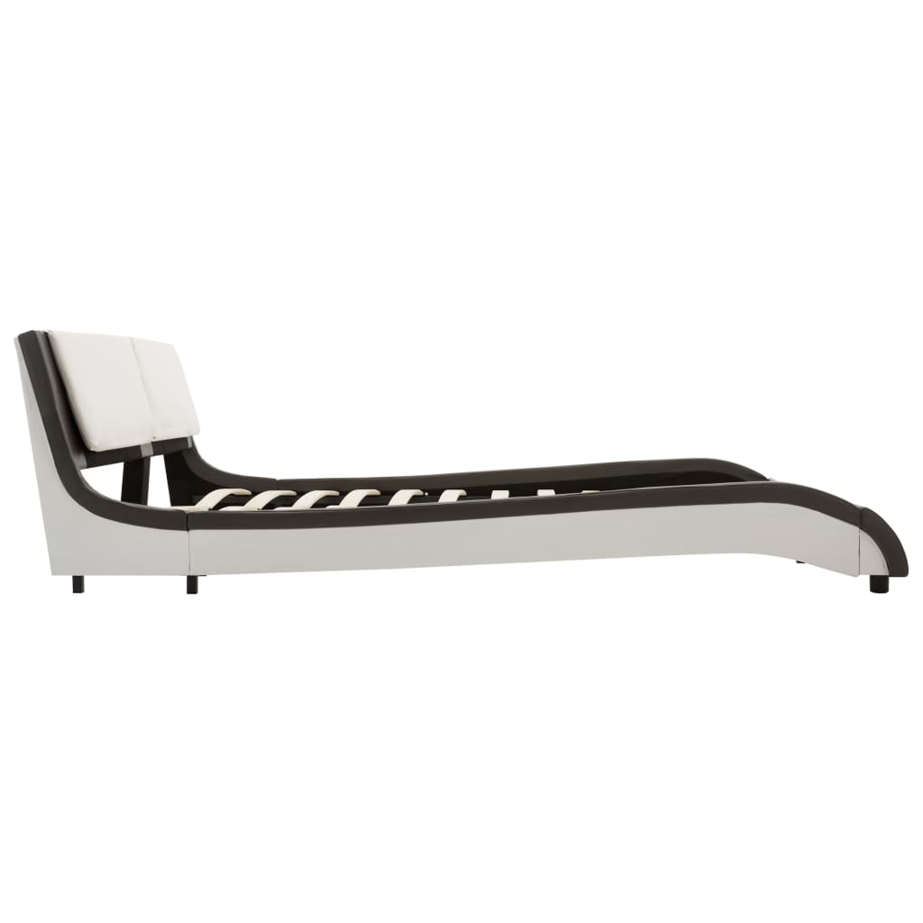 Bed Frame Grey and White Faux Leather 153x203 cm Queen