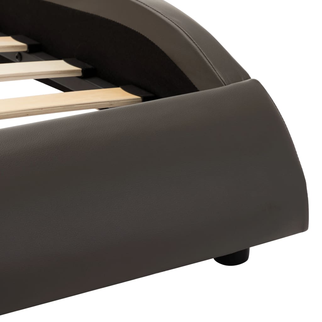 Bed Frame Grey and White Faux Leather 153x203 cm Queen