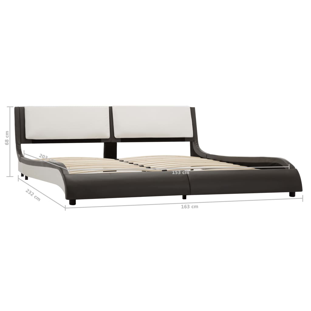 Bed Frame Grey and White Faux Leather 153x203 cm Queen