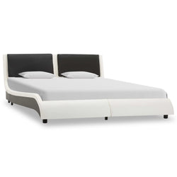 Bed Frame White and Black Faux Leather 106x203 cm King Single