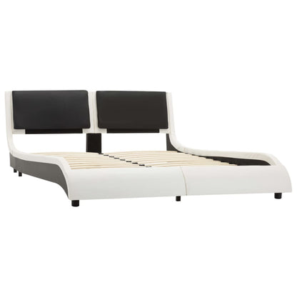 Bed Frame White and Black Faux Leather 106x203 cm King Single