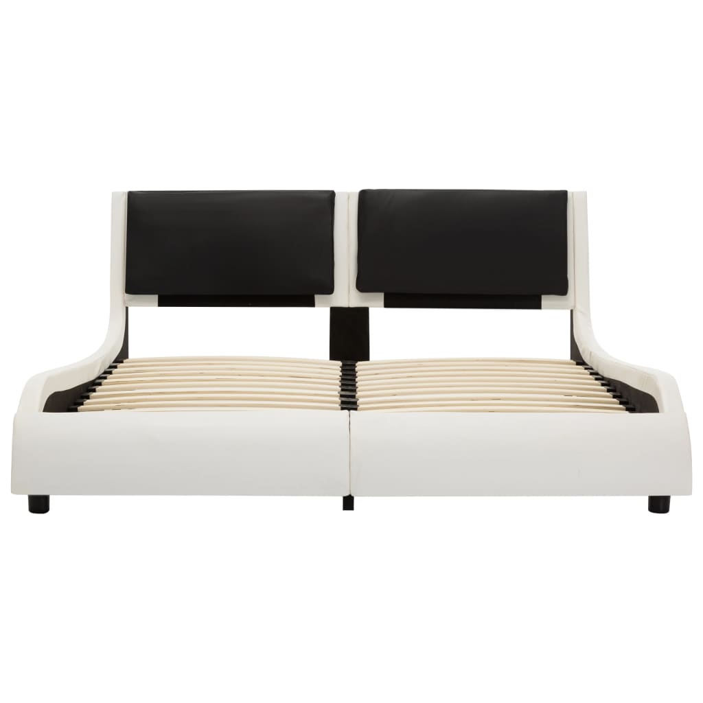 Bed Frame White and Black Faux Leather 106x203 cm King Single