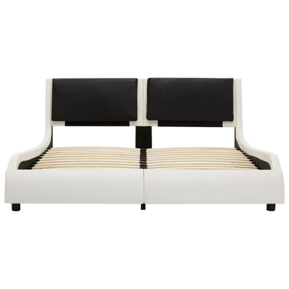 Bed Frame White and Black Faux Leather 106x203 cm King Single