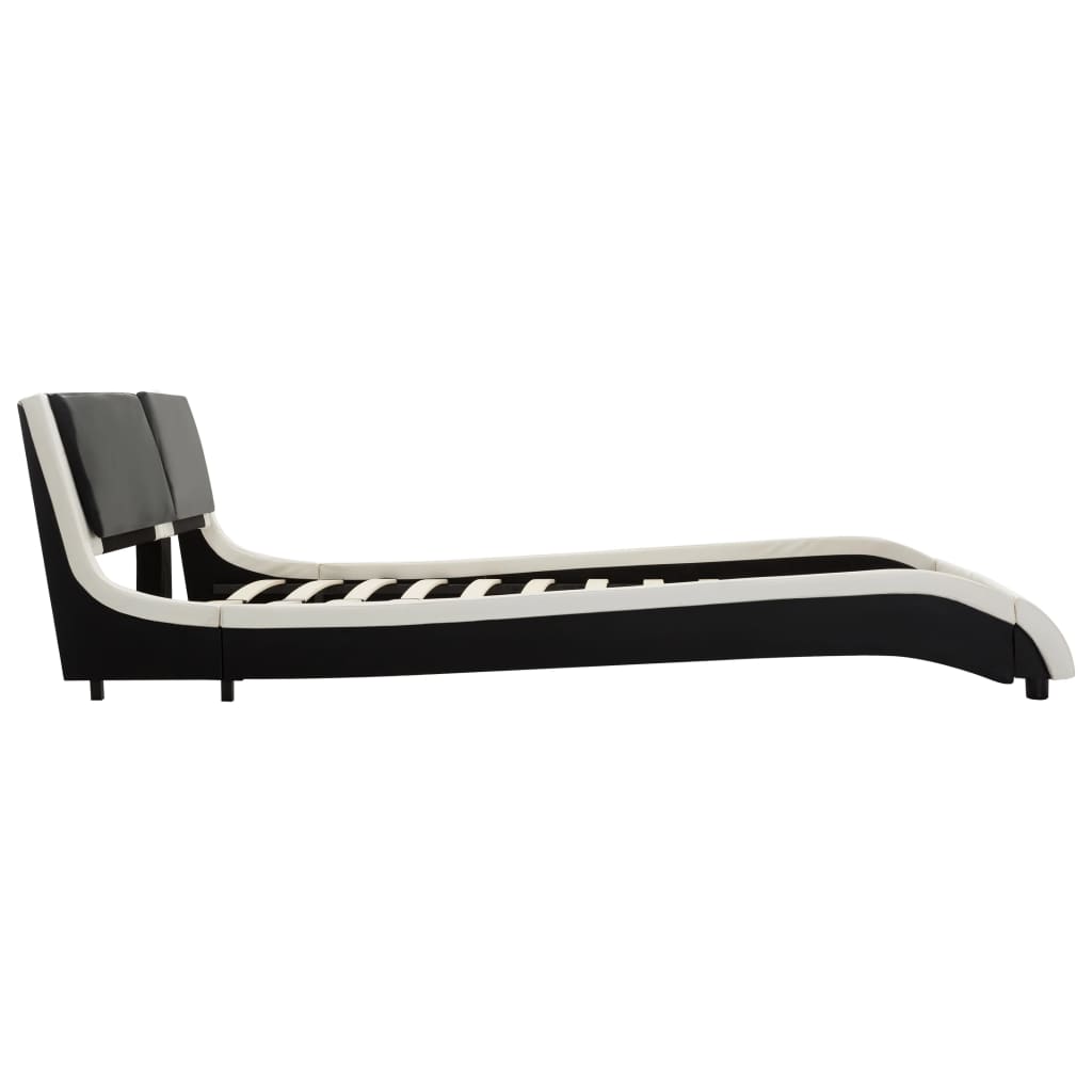 Bed Frame White and Black Faux Leather 106x203 cm King Single