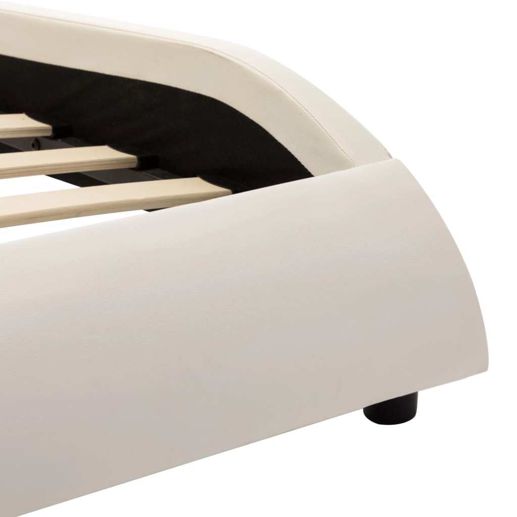 Bed Frame White and Black Faux Leather 106x203 cm King Single