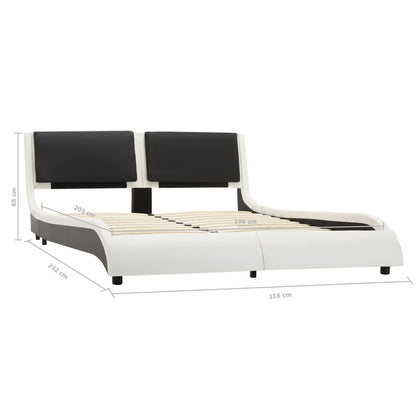Bed Frame White and Black Faux Leather 106x203 cm King Single