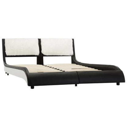 Bed Frame Black and White Faux Leather 106x203 cm King Single