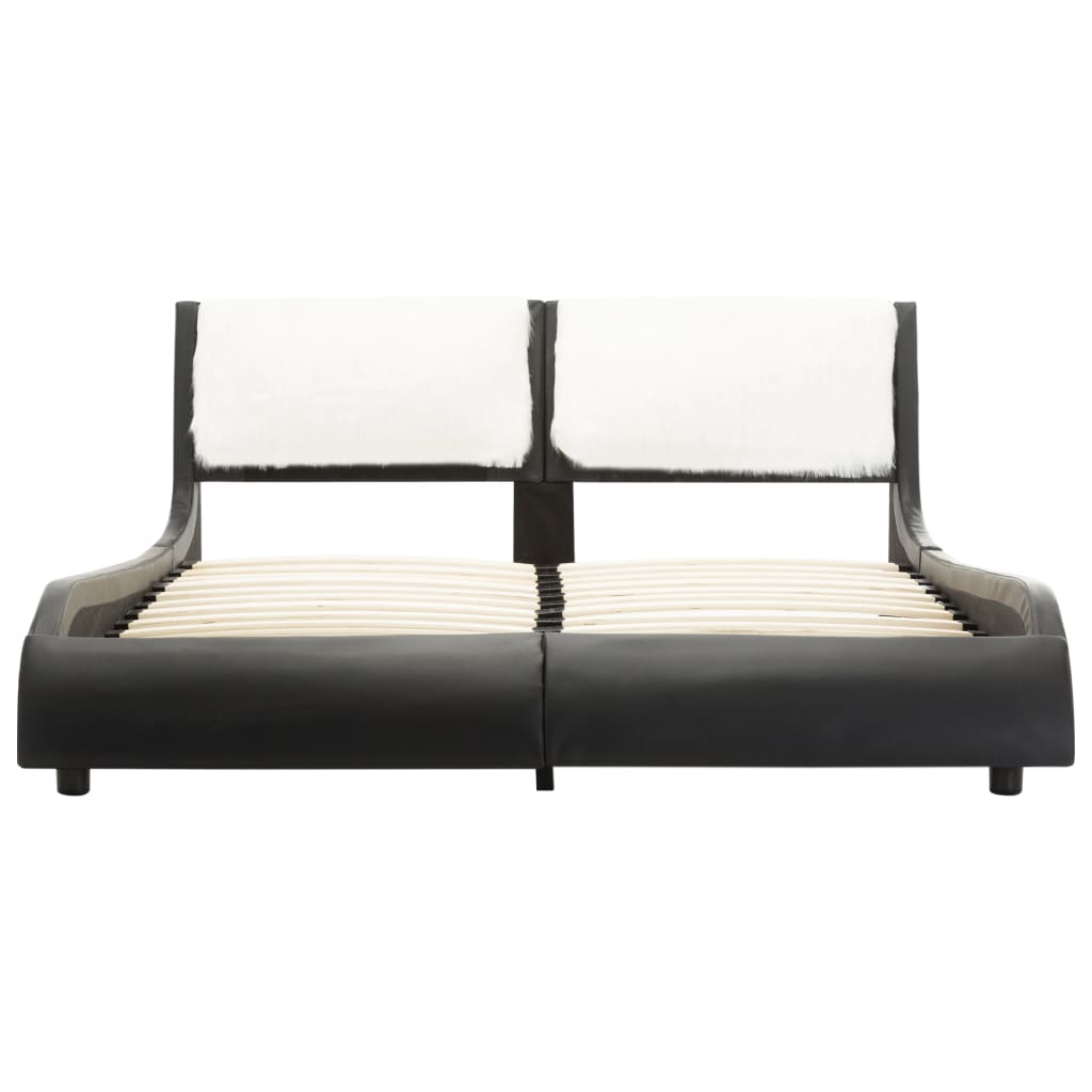 Bed Frame Black and White Faux Leather 106x203 cm King Single