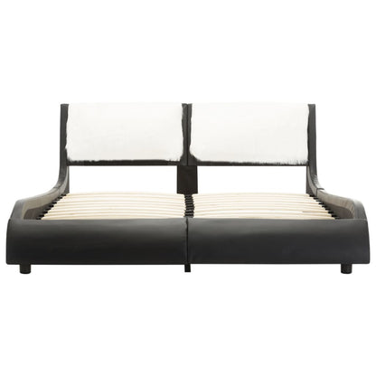 Bed Frame Black and White Faux Leather 106x203 cm King Single
